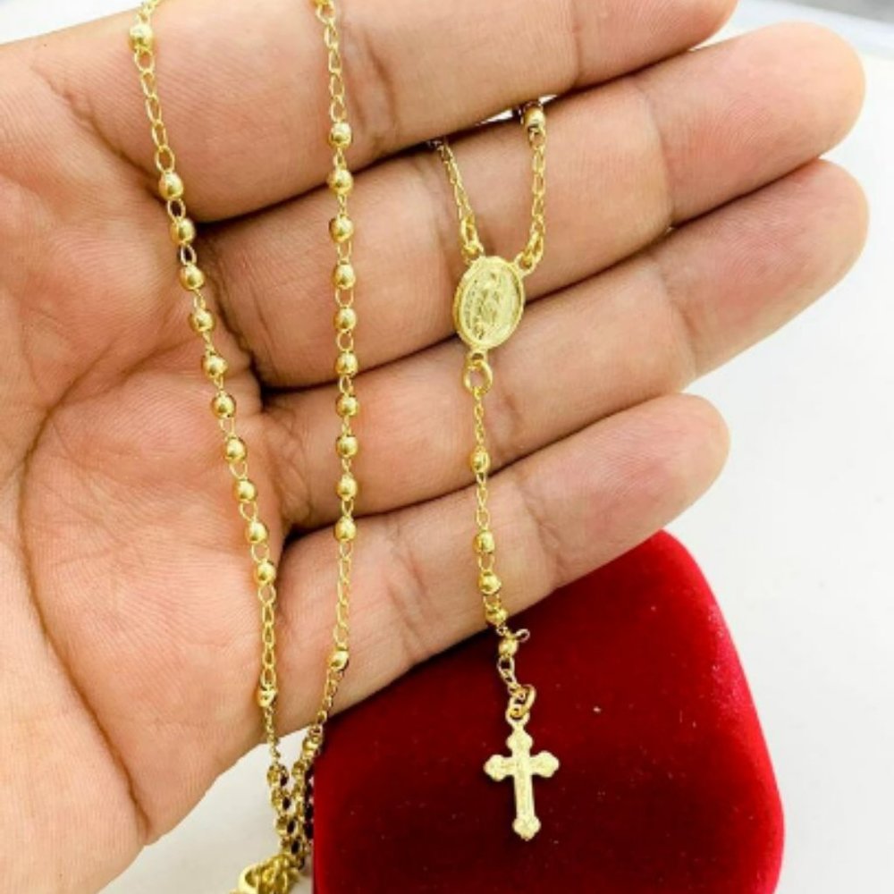 Guadalupe Rosary Necklace Cross Charm Kids Baby Jewelry Rosario para 1 Comunión